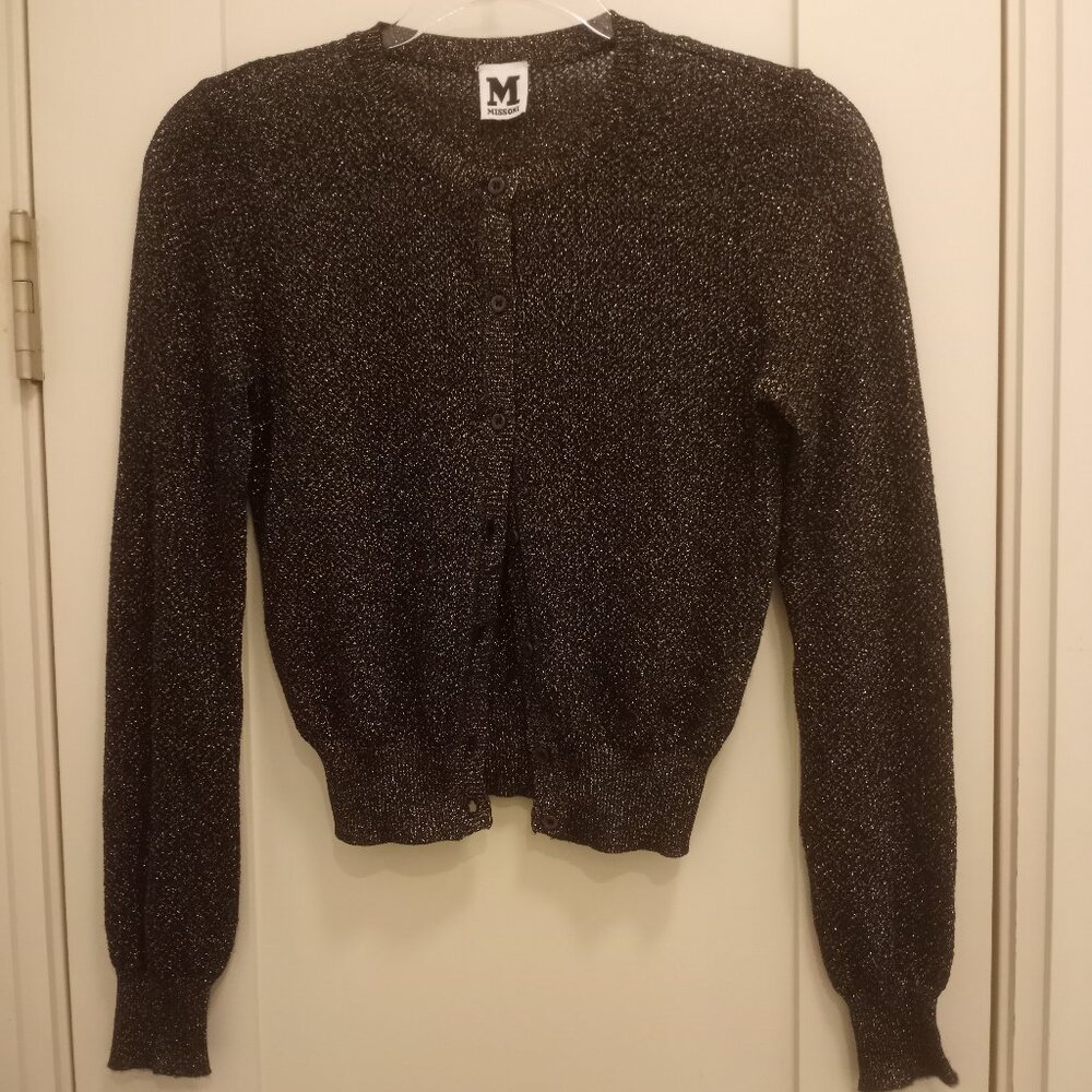 Missoni Women's Metallic Shimmer Mesh Cropped Cardigan Size 44